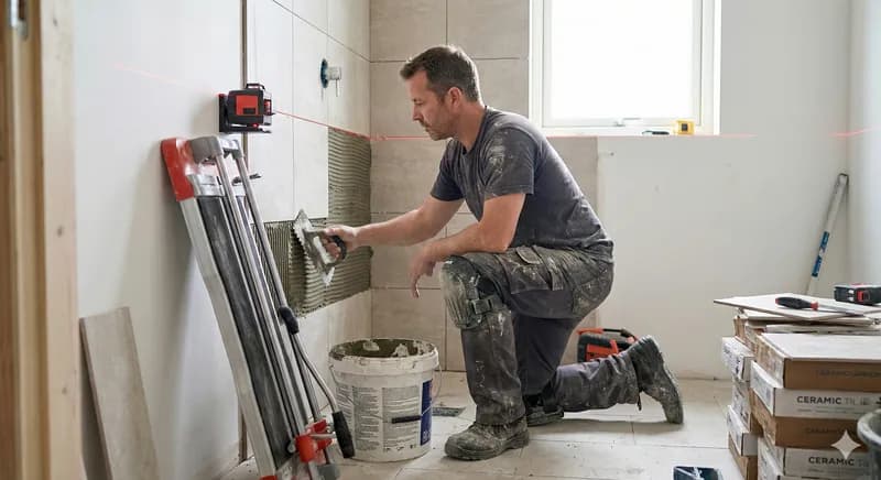 Tegelzetter legt vloertegels - vergelijk en bespaar op tegelwerk